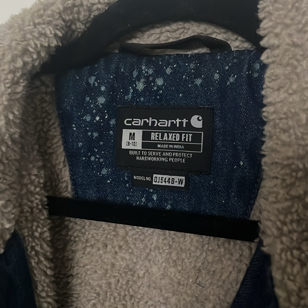 Fall Custom Carhartt Hand-Dyed Veronica Beard Inspired Denim Sherpa Jacket, NWT - Picture 4 of 7